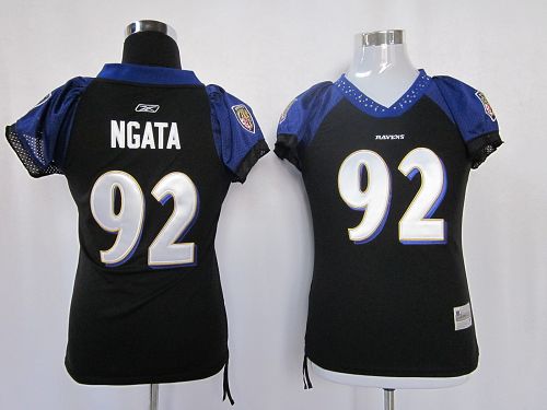 Ravens #92 Haloti Ngata Black Women's Field Flirt Stitched NFL Jersey